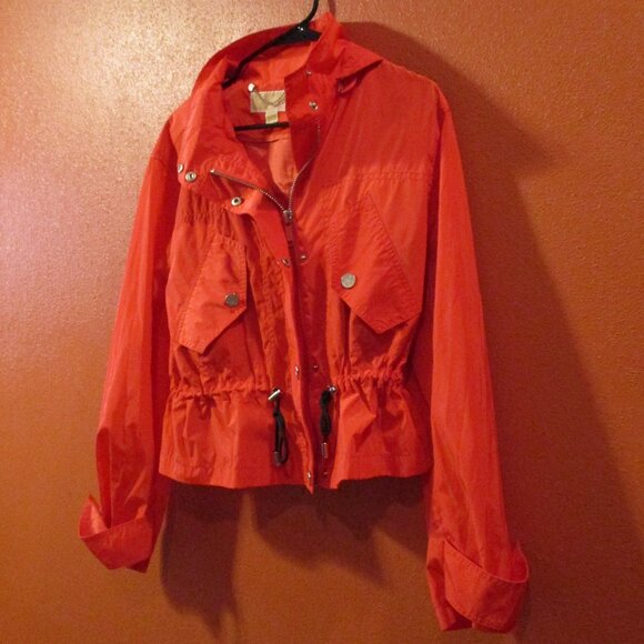 MICHAEL Michael Kors Woman Medium Red Full Zip Pockets Hooded Jacket - Picture 3 of 10